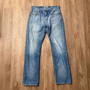 BKE Jake Straight Jeans Mens 33x32 (33L) Blue Wash Denim Thick Stitch